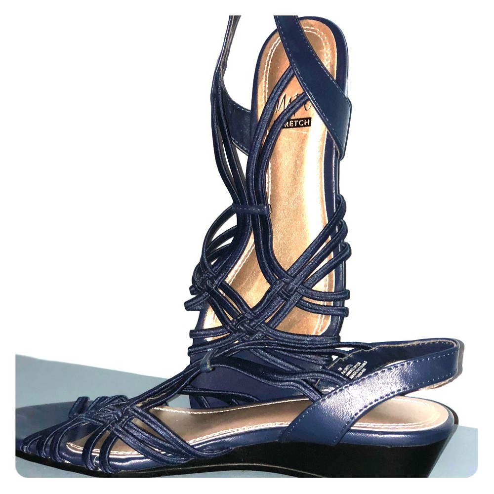 Navy Impo “Reza” Street Wedge Sandal (sz 7)